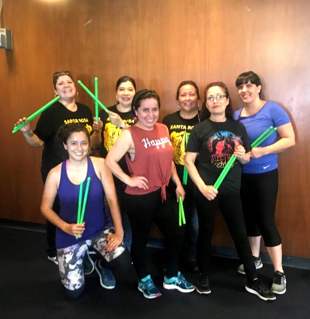 A group of Zumba Pound Fit participants.