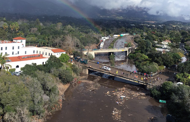 Thomas fire mudslide view of freeway.