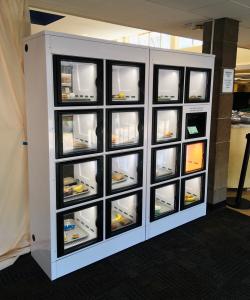 food service lockers ready for students to pickup their meal