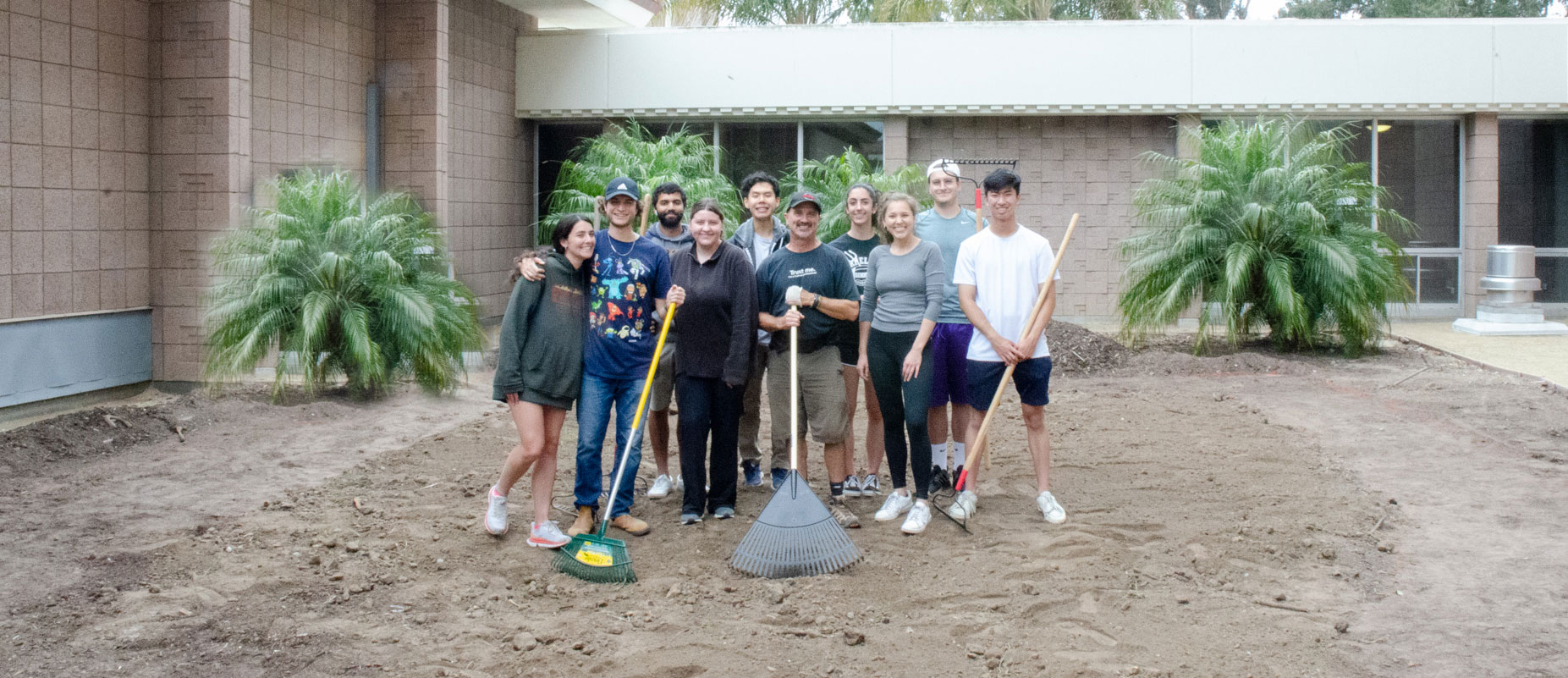 Students working on San Miguel Zen Garden