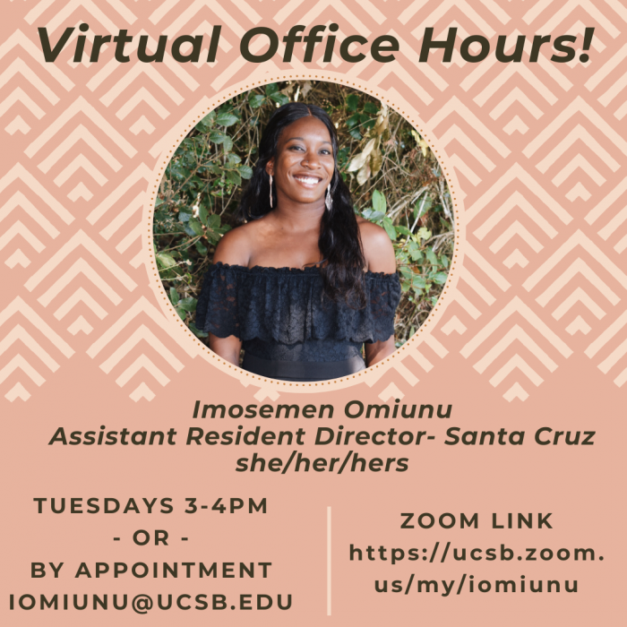 Example of Resident Director virtual office hours flyer