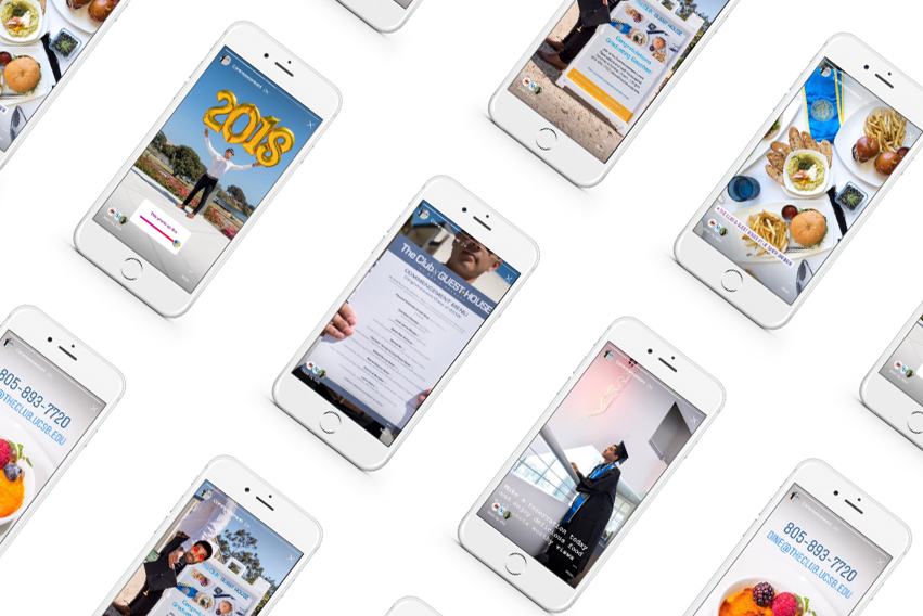 mockups of iphones with social media screens
