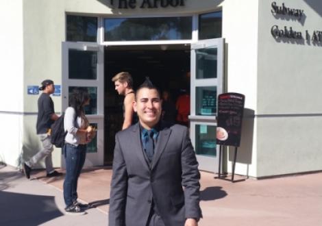 Cisco Celis in front of the Arbor