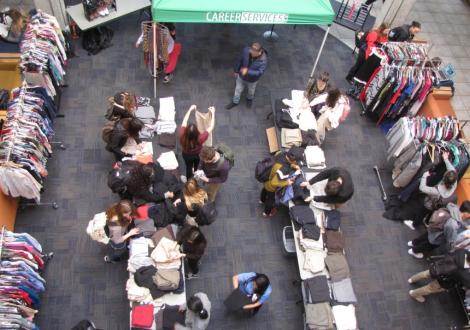 Career Clothing Closet event in the Campus Store lobby.