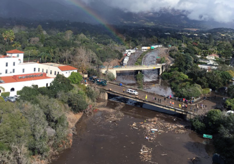 Thomas fire mudslide view of freeway.