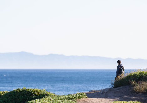 Person enjoying the beautiful view from UCSB.