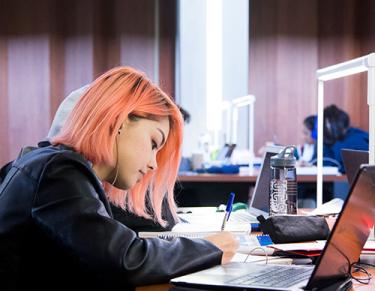 Student using her laptop